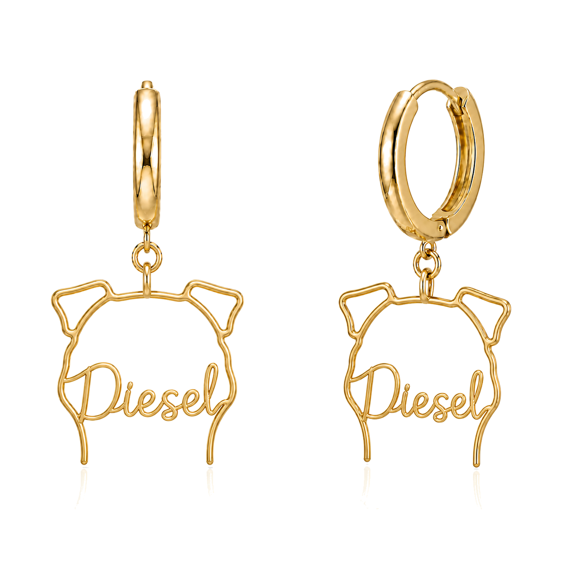 Staffordshire Bull Terrier Diesel personalized pet face earrings