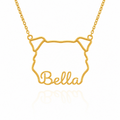 Soulyshine Staffy personalized outline pet face and name necklace in gold