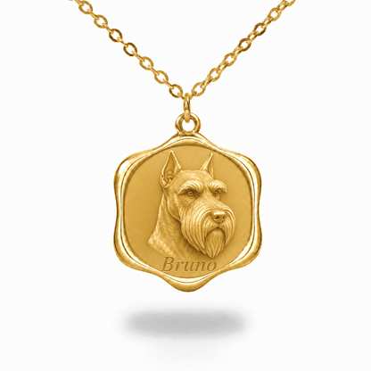 Soulyshine Standard Schnauzer - cropped ears Precious Paw personalized pet photo necklace - 18K Gold Vermeil front