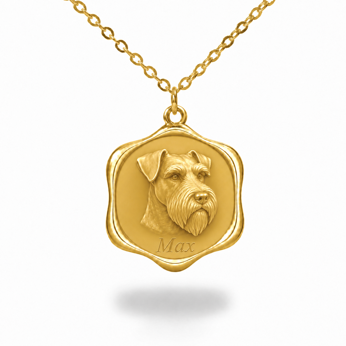 Soulyshine Standard Schnauzer - natural ears Precious Paw personalized pet photo necklace - 18K Gold Vermeil front