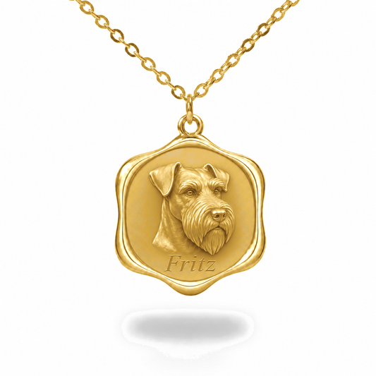 Soulyshine Standard Schnauzer Precious Paw personalized pet photo necklace - 18K Gold Vermeil front