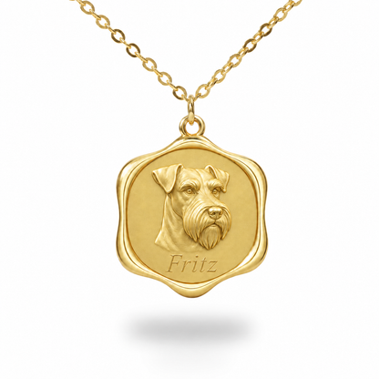 Soulyshine Standard Schnauzer Precious Paw personalized pet photo necklace - 18K Gold Vermeil front