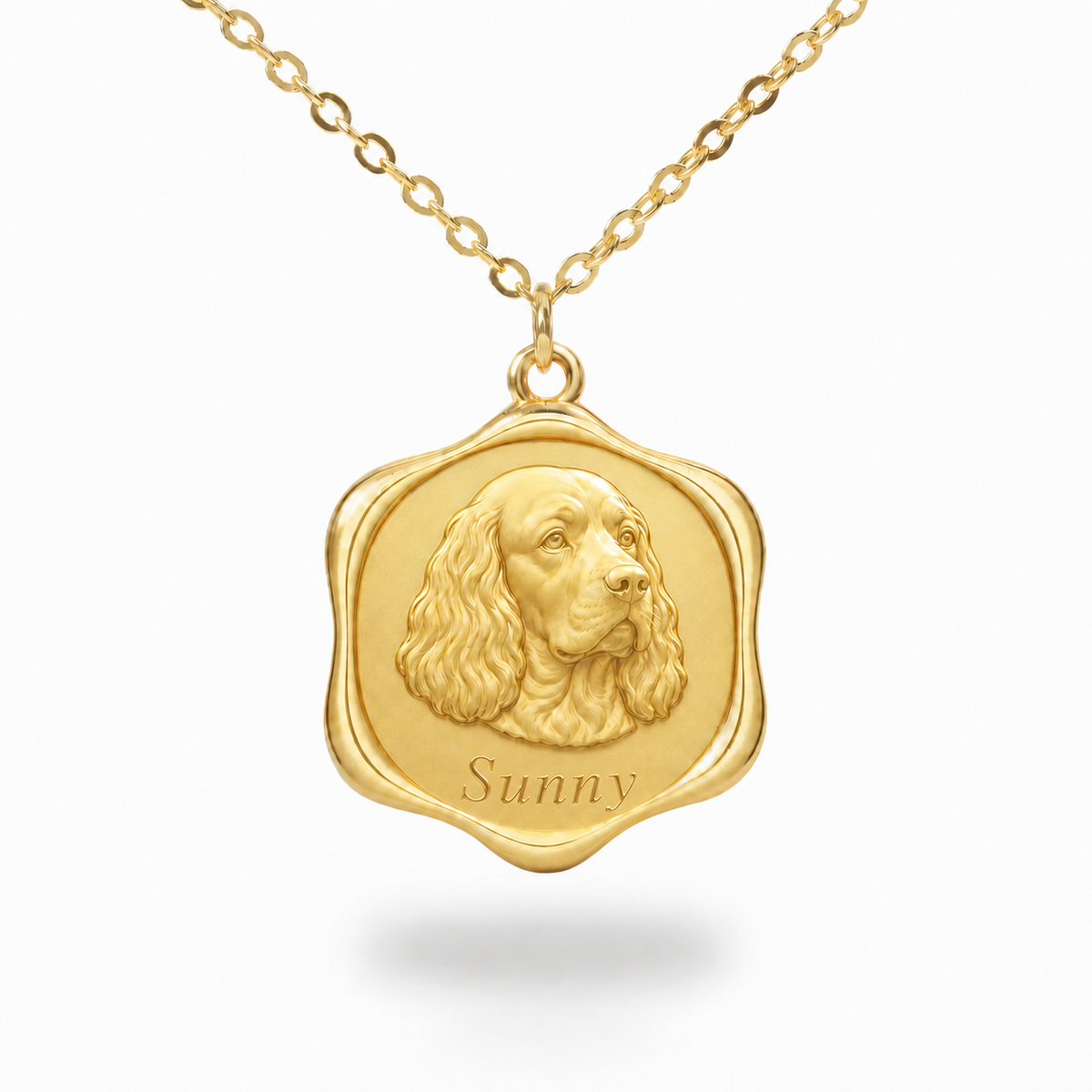 Soulyshine Sussex Spaniel Precious Paw personalized pet photo necklace - 18K Gold Vermeil front