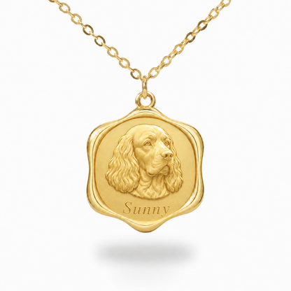 Soulyshine Sussex Spaniel Precious Paw personalized pet photo necklace - 18K Gold Vermeil front