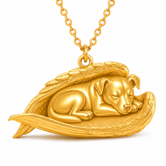 Soulyshine Swedish Farmdog The Sleeping Angel – Personalized Pet Necklace - 18K Gold Vermeil front
