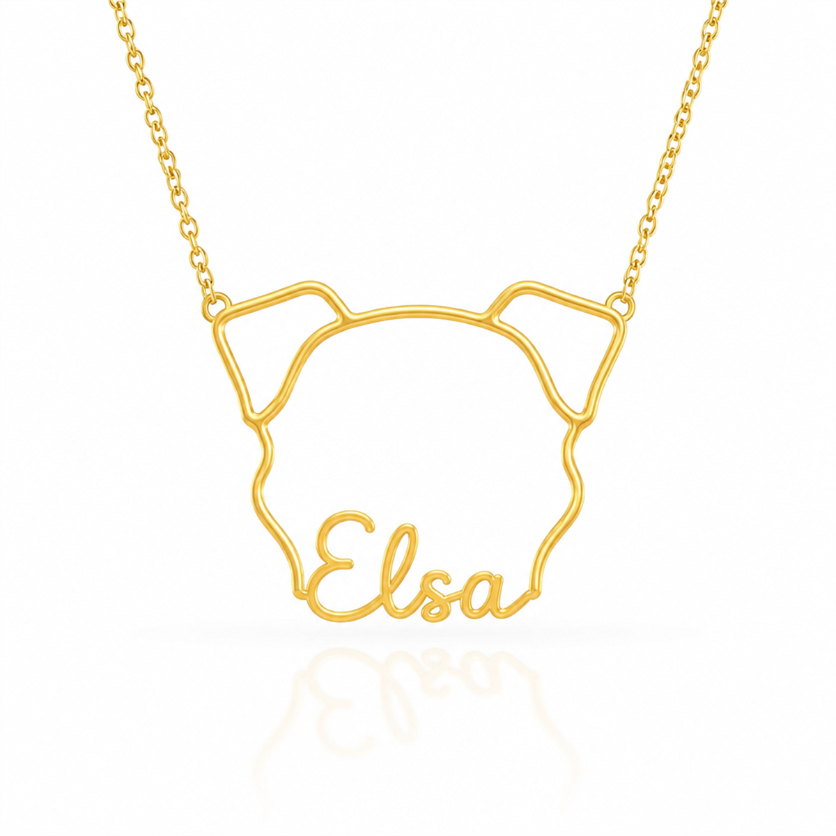 Soulyshine Swedish Farmdog personalized outline pet face and name necklace in gold