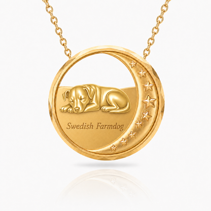 SoulyShine Swedish Farmdog Starry Slumber – Personalized Pet in The Moon Necklace - 18K Gold Vermeil front
