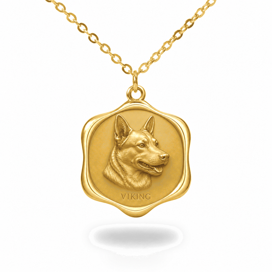 Soulyshine Swedish Vallhund Precious Paw personalized pet photo necklace - 18K Gold Vermeil front