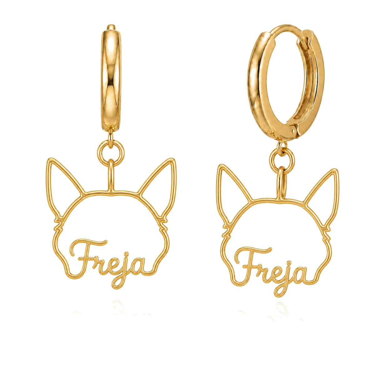 Swedish Vallhund Freja personalized pet face earrings
