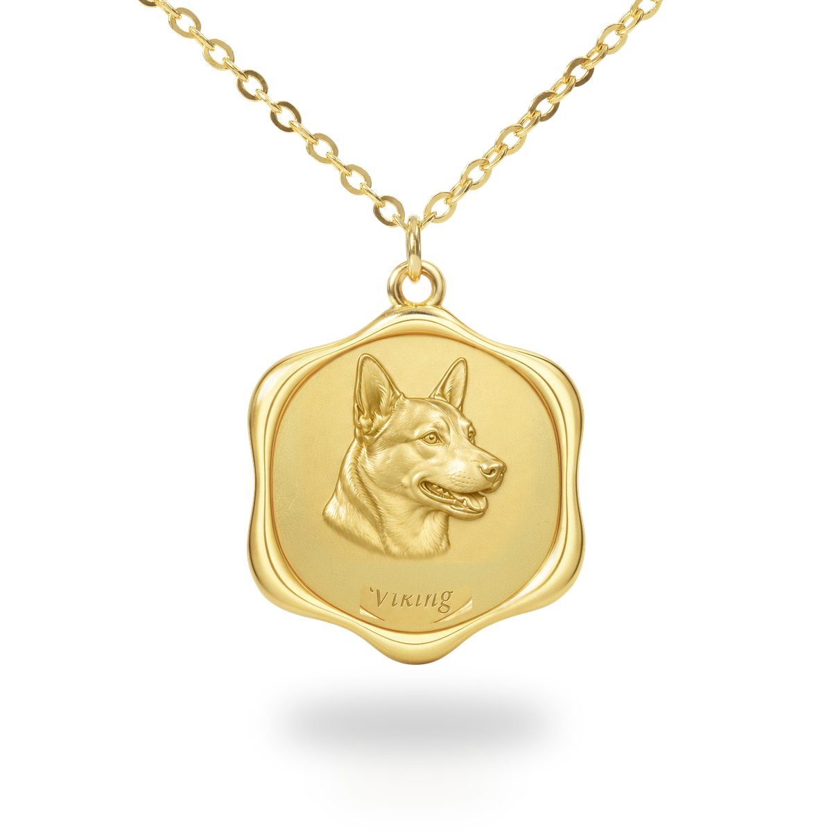 Soulyshine Swedish Vallhund Precious Paw personalized pet photo necklace - 18K Gold Vermeil front