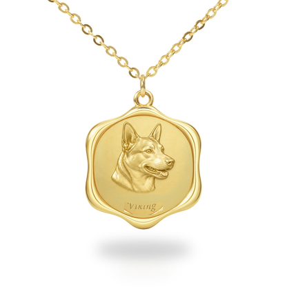 Soulyshine Swedish Vallhund Precious Paw personalized pet photo necklace - 18K Gold Vermeil front