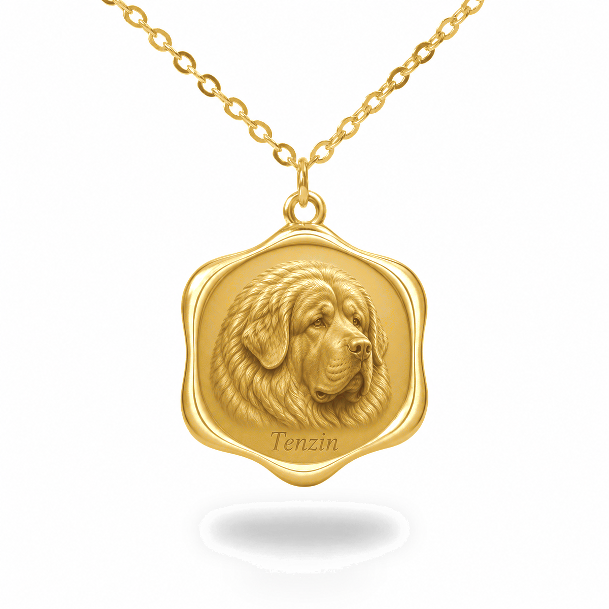 Soulyshine Tibetan Mastiff Precious Paw personalized pet photo necklace - 18K Gold Vermeil front