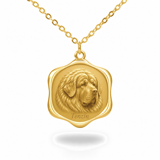 Soulyshine Tibetan Mastiff Precious Paw personalized pet photo necklace - 18K Gold Vermeil front