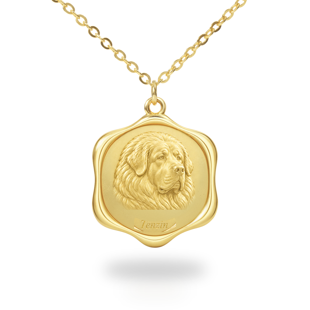 Soulyshine Tibetan Mastiff Precious Paw personalized pet photo necklace - 18K Gold Vermeil front