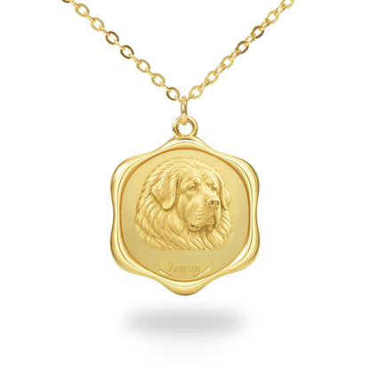 Soulyshine Tibetan Mastiff Precious Paw personalized pet photo necklace - 18K Gold Vermeil front