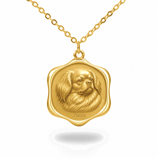 Soulyshine Tibetan Spaniel Precious Paw personalized pet photo necklace - 18K Gold Vermeil front