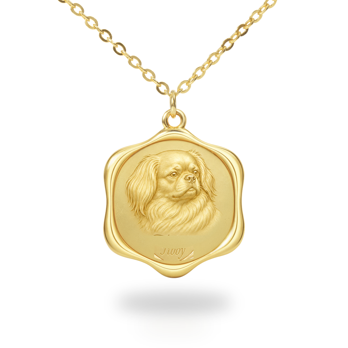 Soulyshine Tibetan Spaniel Precious Paw personalized pet photo necklace - 18K Gold Vermeil front