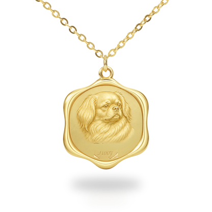 Soulyshine Tibetan Spaniel Precious Paw personalized pet photo necklace - 18K Gold Vermeil front