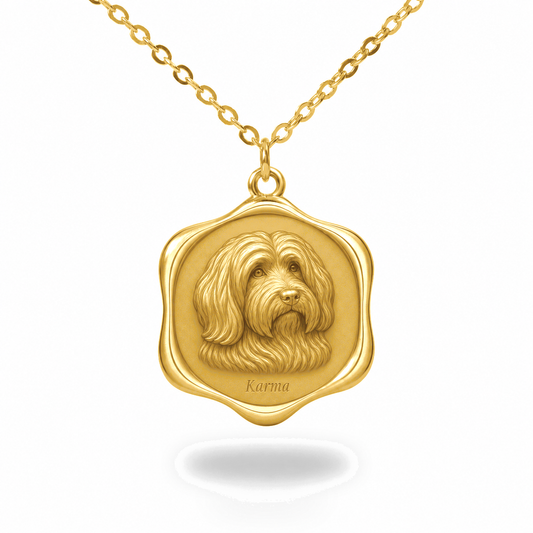 Soulyshine Tibetan Terrier Precious Paw personalized pet photo necklace - 18K Gold Vermeil front