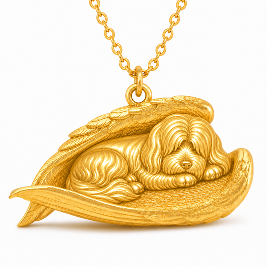 Soulyshine Tibetan Terrier The Sleeping Angel – Personalized Pet Necklace - 18K Gold Vermeil front
