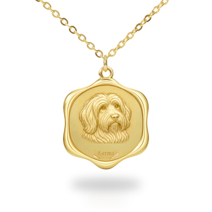 Soulyshine Tibetan Terrier Precious Paw personalized pet photo necklace - 18K Gold Vermeil front
