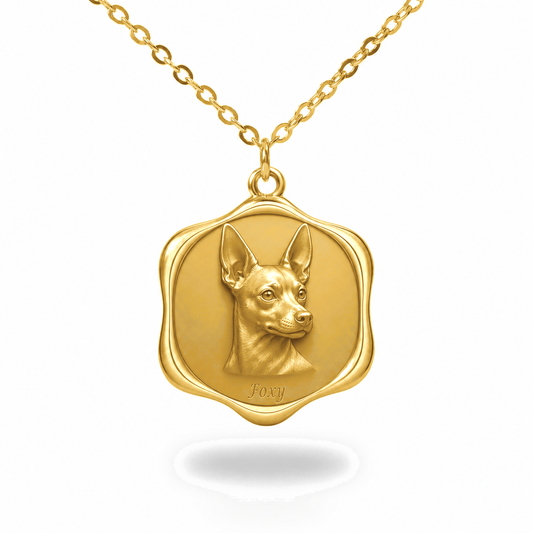 Soulyshine Toy Fox Terrier Precious Paw personalized pet photo necklace - 18K Gold Vermeil front