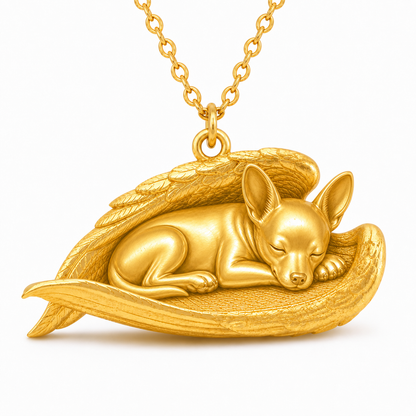 Soulyshine Toy Fox Terrier The Sleeping Angel – Personalized Pet Necklace - 18K Gold Vermeil front