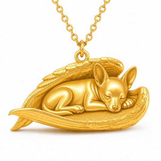 Soulyshine Toy Fox Terrier The Sleeping Angel – Personalized Pet Necklace - 18K Gold Vermeil front