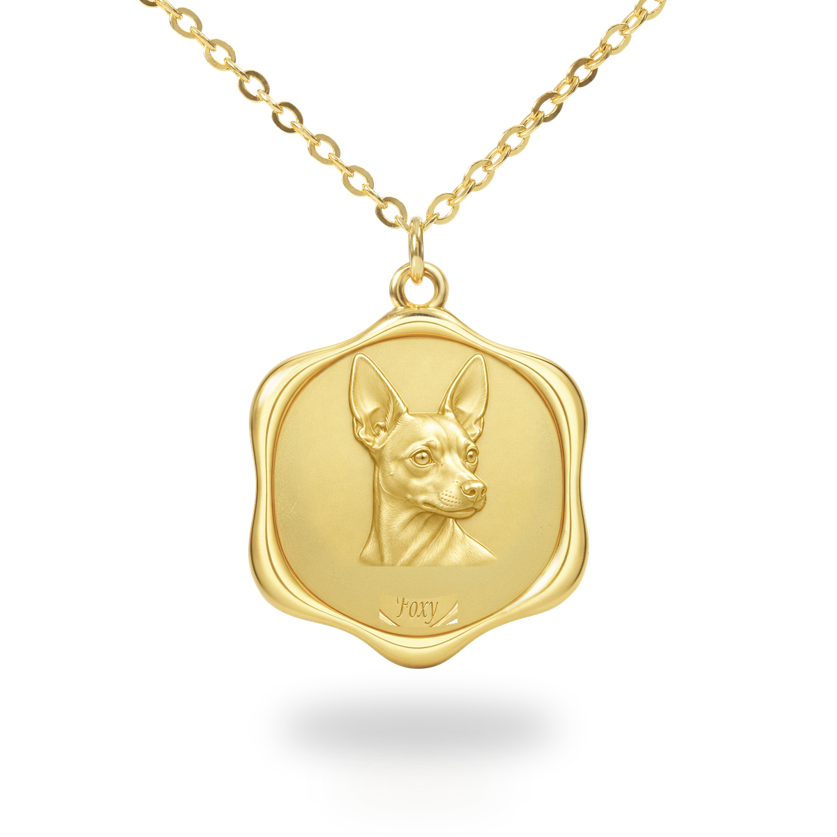 Soulyshine Toy Fox Terrier Precious Paw personalized pet photo necklace - 18K Gold Vermeil front