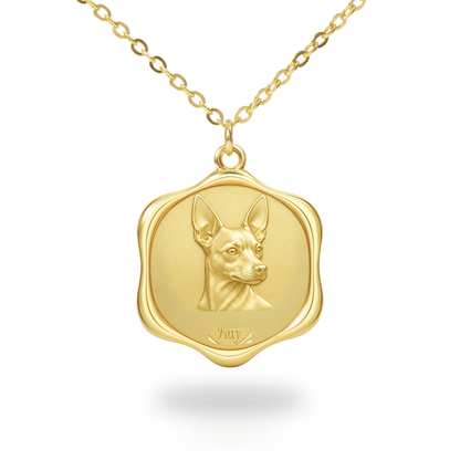 Soulyshine Toy Fox Terrier Precious Paw personalized pet photo necklace - 18K Gold Vermeil front