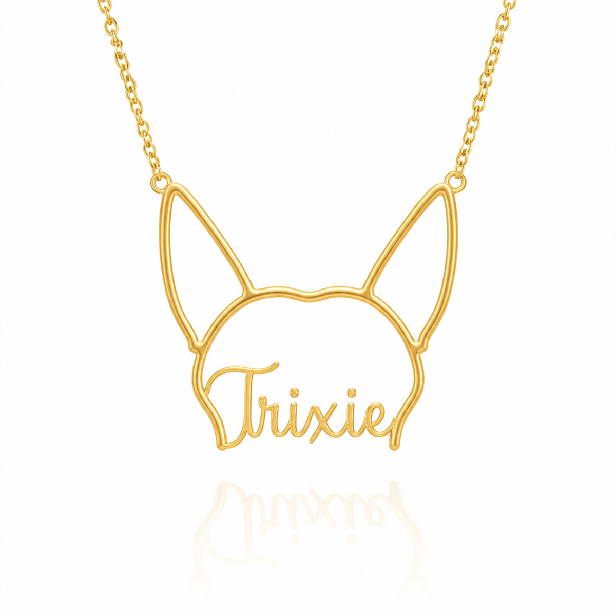 Soulyshine Toy Fox Terrier personalized outline pet face and name necklace in gold