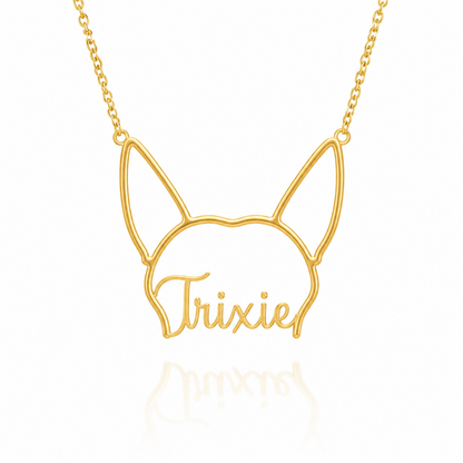 Soulyshine Toy Fox Terrier personalized outline pet face and name necklace in gold