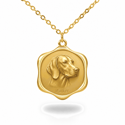 Soulyshine Treeing Walker Coonhound Precious Paw personalized pet photo necklace - 18K Gold Vermeil front