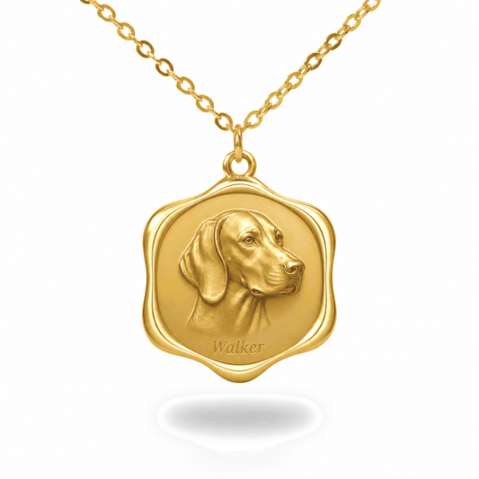 Soulyshine Treeing Walker Coonhound Precious Paw personalized pet photo necklace - 18K Gold Vermeil front