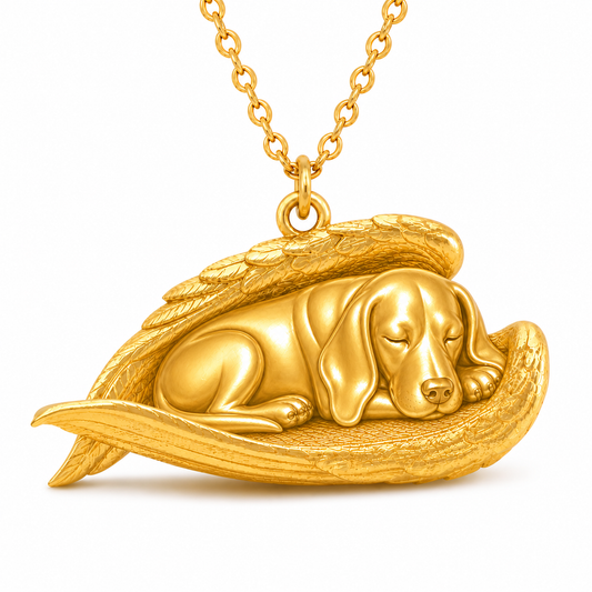 Soulyshine Treeing Walker Coonhound The Sleeping Angel – Personalized Pet Necklace - 18K Gold Vermeil front