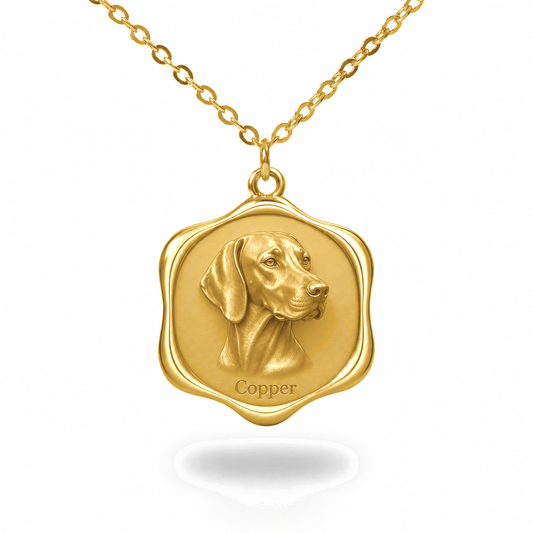 Soulyshine Vizsla Precious Paw personalized pet photo necklace - 18K Gold Vermeil front