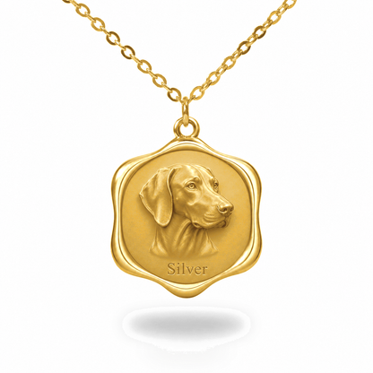 Soulyshine Weimaraner Precious Paw personalized pet photo necklace - 18K Gold Vermeil front
