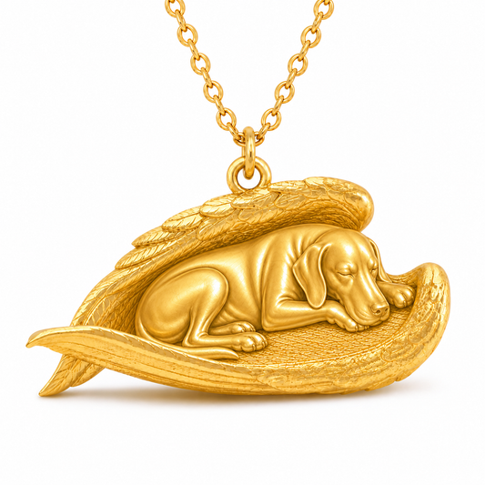 Soulyshine Weimaraner The Sleeping Angel – Personalized Pet Necklace - 18K Gold Vermeil front