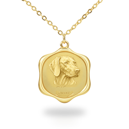 Soulyshine Weimaraner Precious Paw personalized pet photo necklace - 18K Gold Vermeil front
