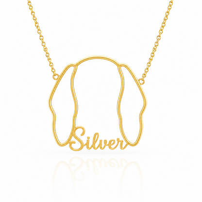 Soulyshine Weimaraner personalized outline pet face and name necklace in gold