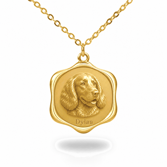Soulyshine Welsh Springer Spaniel Precious Paw personalized pet photo necklace - 18K Gold Vermeil front