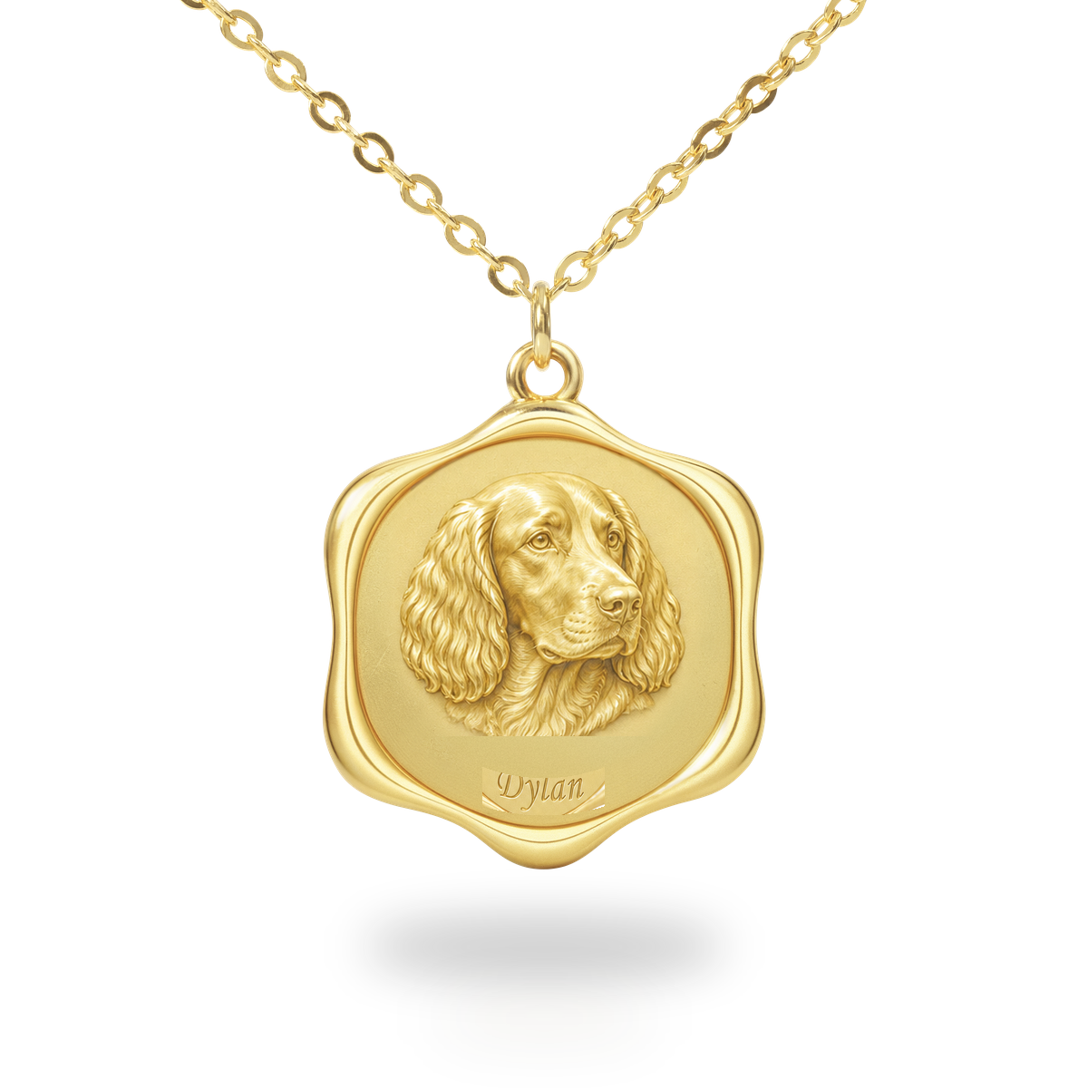 Soulyshine Welsh Springer Spaniel Precious Paw personalized pet photo necklace - 18K Gold Vermeil front
