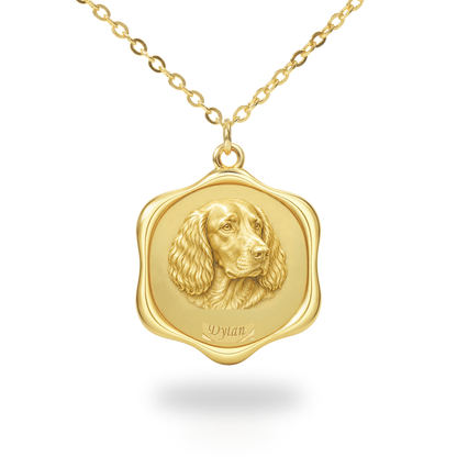 Soulyshine Welsh Springer Spaniel Precious Paw personalized pet photo necklace - 18K Gold Vermeil front