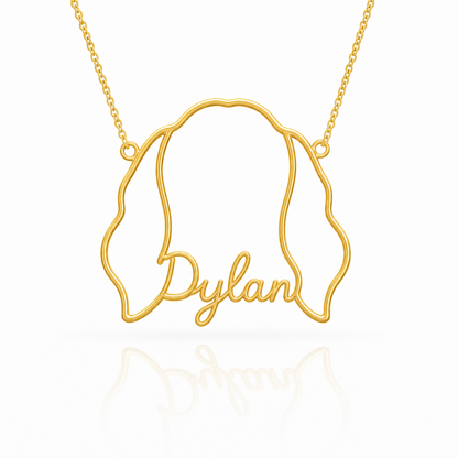 Soulyshine Welsh Springer Spaniel personalized outline pet face and name necklace in gold