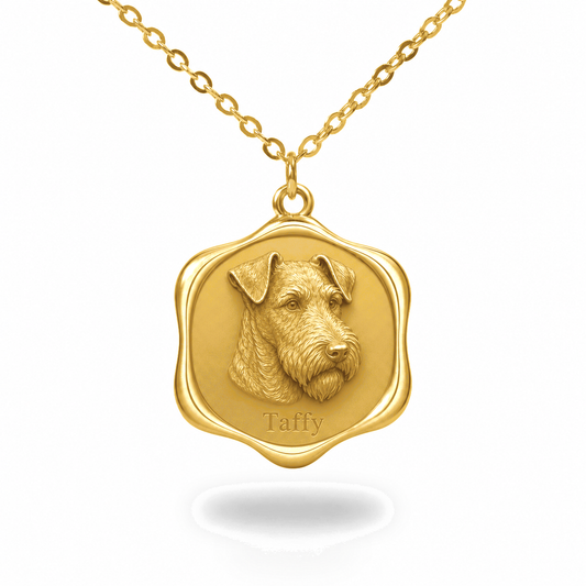 Soulyshine Welsh Terrier Precious Paw personalized pet photo necklace - 18K Gold Vermeil front