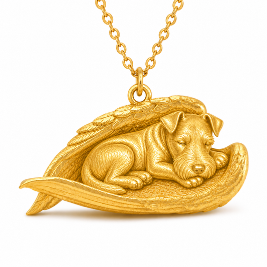 Soulyshine Welsh Terrier The Sleeping Angel – Personalized Pet Necklace - 18K Gold Vermeil front