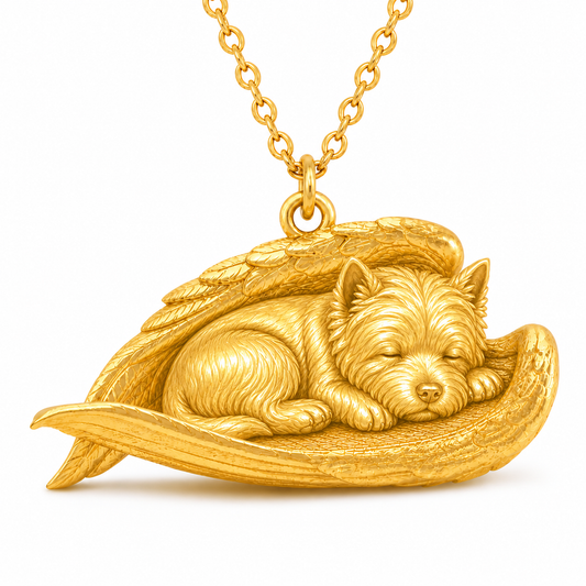 Soulyshine West Highland White Terrier The Sleeping Angel – Personalized Pet Necklace - 18K Gold Vermeil front