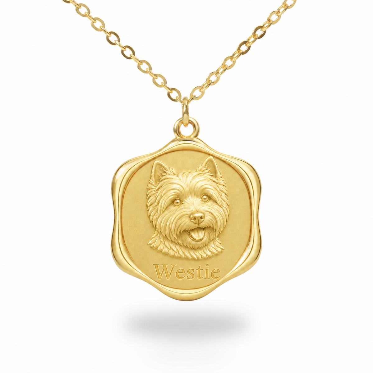 Soulyshine West Highland White Terrier Precious Paw personalized pet photo necklace - 18K Gold Vermeil front