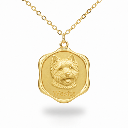 Soulyshine West Highland White Terrier Precious Paw personalized pet photo necklace - 18K Gold Vermeil front