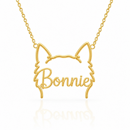 Soulyshine West Highland White Terrier personalized outline pet face and name necklace in gold